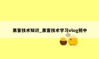 黑客技术知识_黑客技术学习vlog初中