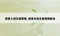 黑客入侵王者荣耀_黑客攻击王者视频解说