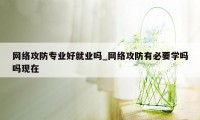 网络攻防专业好就业吗_网络攻防有必要学吗吗现在