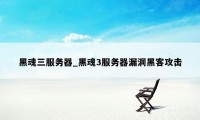 黑魂三服务器_黑魂3服务器漏洞黑客攻击