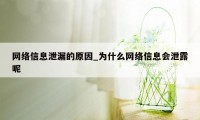 网络信息泄漏的原因_为什么网络信息会泄露呢