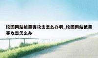 校园网站被黑客攻击怎么办啊_校园网站被黑客攻击怎么办