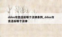 ddos攻击违反哪个法律条例_ddos攻击违反哪个法律