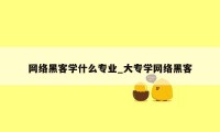 网络黑客学什么专业_大专学网络黑客