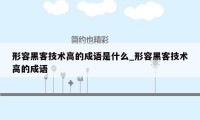 形容黑客技术高的成语是什么_形容黑客技术高的成语