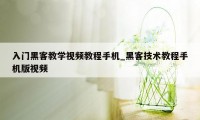 入门黑客教学视频教程手机_黑客技术教程手机版视频