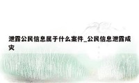 泄露公民信息属于什么案件_公民信息泄露成灾