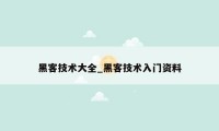 黑客技术大全_黑客技术入门资料