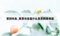 受到攻击_我受攻击是什么意思网络用语