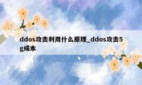 ddos攻击利用什么原理_ddos攻击5g成本