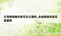 公司网络被攻击可以立案吗_企业网络攻击花絮案例