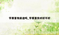 学黑客有前途吗_学黑客技术好不好