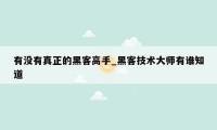 有没有真正的黑客高手_黑客技术大师有谁知道