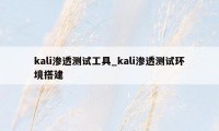 kali渗透测试工具_kali渗透测试环境搭建