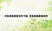 手机网络黑客软件下载_手机网络黑客软件