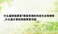 什么是网络黑客?黑客常用的攻击方法有哪些_什么是计算机网络黑客攻击