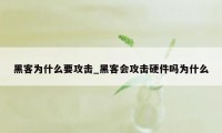 黑客为什么要攻击_黑客会攻击硬件吗为什么