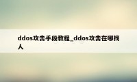 ddos攻击手段教程_ddos攻击在哪找人