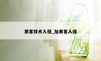 黑客技术入侵_加黑客入侵