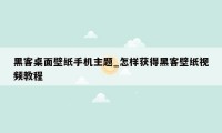 黑客桌面壁纸手机主题_怎样获得黑客壁纸视频教程