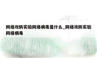 网络攻防实验网络病毒是什么_网络攻防实验网络病毒